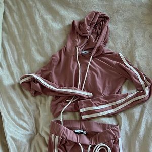 Pink track suit